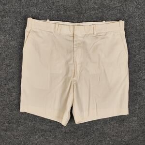 Vintage Recess Shorts Mens 38 Beige Chino Poly Cotton Flat Front 80s Taiwan